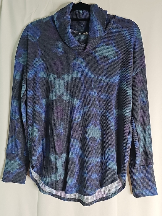 LuLaRoe Tops - LuLaRoe Aubrey Blue and Purple Tie-Dye Waffle Knit Top